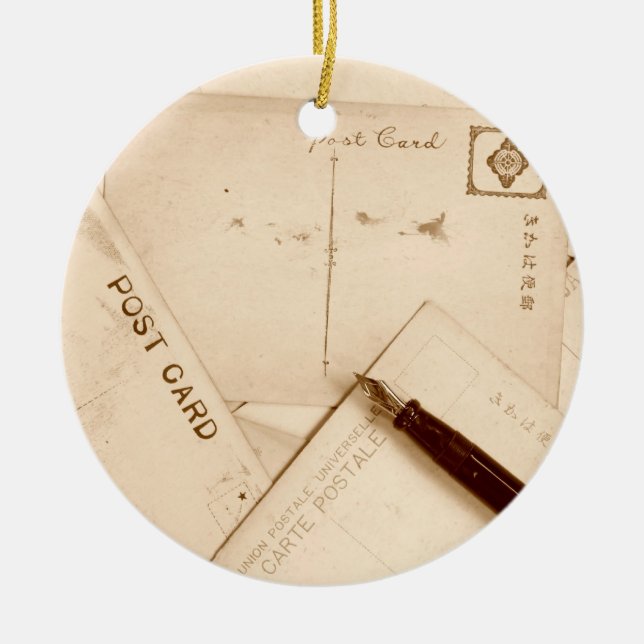Ornamento De Cerâmica Cartão do vintage (Frente)