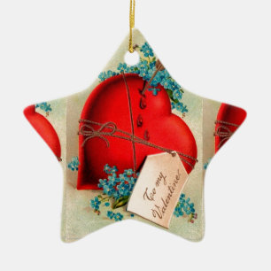 Ornamento De Cerâmica Cartão-postal Vintage Grande Namorados Vermelho He