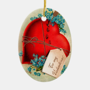 Ornamento De Cerâmica Cartão-postal Vintage Grande Namorados Vermelho He