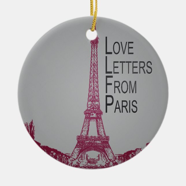 Ornamento De Cerâmica Cartas de amor de Paris (Frente)