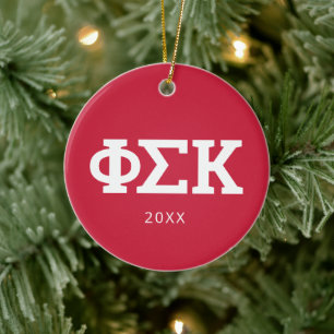 Ornamento De Cerâmica Cartas Phi Sigma Kappa