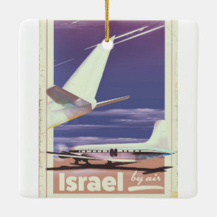 Ornamento De Cerâmica Cartaz de viagem de avião comercial de Israel