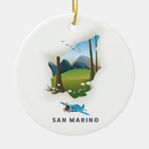 Ornamento De Cerâmica Cartaz de viagem ilustrado de San Marino.