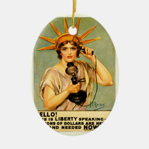 Ornamento De Cerâmica Cartaz Vintage da Primeira Guerra Mundial Olá, Aqu