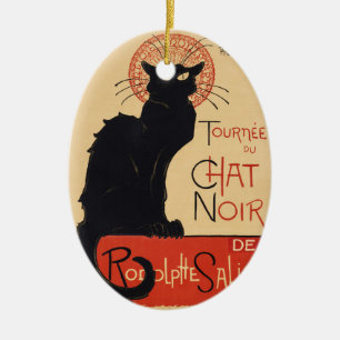 Ornamento De Cerâmica Cartaz Vintage Gato Preto Art Nouveau Steinlen
