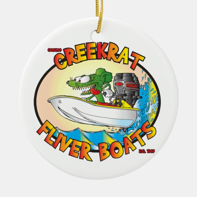 Ornamento De Cerâmica Cartões de Creekrat Fliver Bote Divertido Natal (Frente)