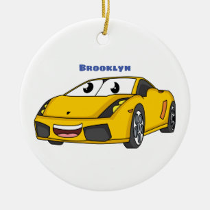 Ornamento De Cerâmica Cartografia de carro esportivo amarelo e bonito