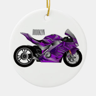 Ornamento De Cerâmica Cartografia de motocicletas de esporte roxo