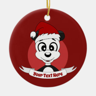 Ornamento De Cerâmica Cartografia de natal com cerâmica panda fofa