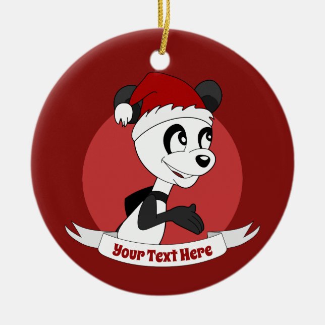 Ornamento De Cerâmica Cartografia de natal com cerâmica panda fofa (Frente)