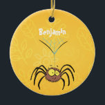 Ornamento De Cerâmica Cartografia engraçada e fofa da aranha<br><div class="desc">Esta animação de aranha fofinha e feliz vai te dar uma diversão aracnida.</div>