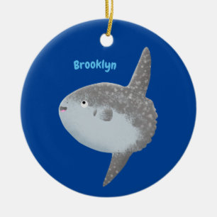 Ornamento De Cerâmica Cartografia fofa mola de peixe-sol oceânico