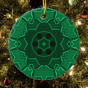 Ornamento De Cerâmica Cartografia Mandala Flor Verde