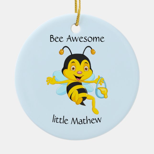 Ornamento De Cerâmica Cartoon Adorable Bee Boy (Frente)