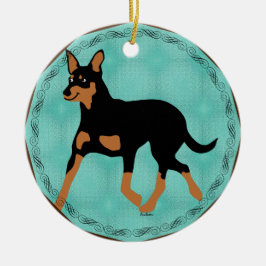 Ornamento De Cerâmica Cartoon australiano Kelpie Trotting 2