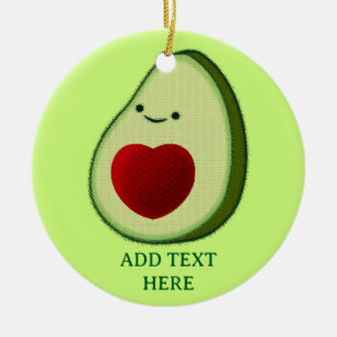 Ornamento De Cerâmica Cartoon Avocado Lover Cute