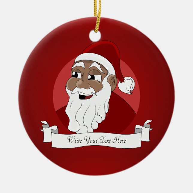 Ornamento De Cerâmica Cartoon Black Santa Claus (Frente)