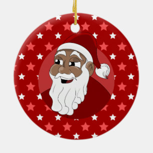 Ornamento De Cerâmica Cartoon Black Santa Claus