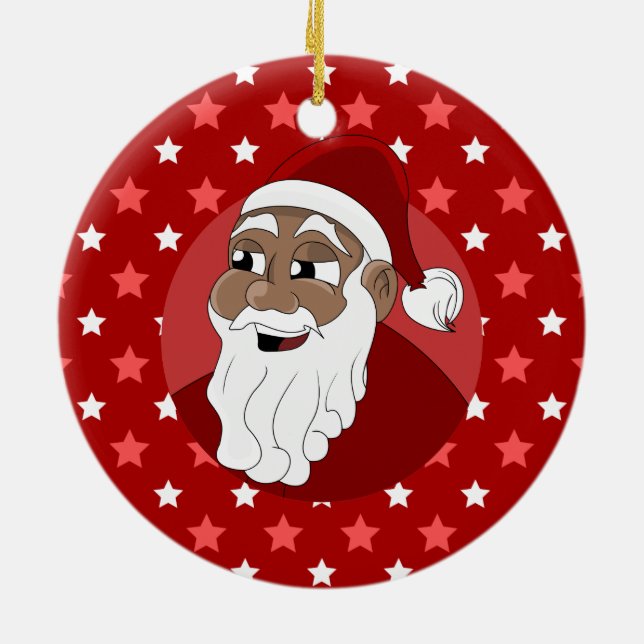 Ornamento De Cerâmica Cartoon Black Santa Claus (Traseira)