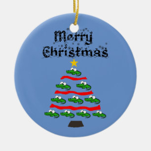 Ornamento De Cerâmica Cartoon de Árvore de Natal do Funny Alligator