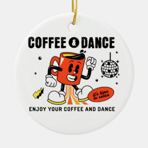 Ornamento De Cerâmica Cartoon de Café - Retroativo -1