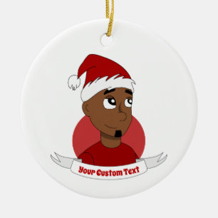 Ornamento De Cerâmica Cartoon de Natal do homem sorridente