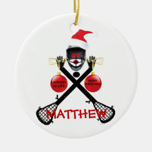 Ornamento De Cerâmica Cartoon de Natal Lacrosse