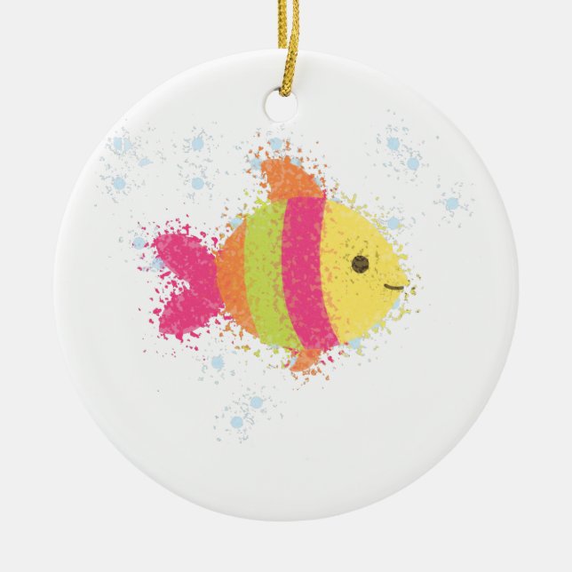 Ornamento De Cerâmica Cartoon de Peixe Fofo (Frente)
