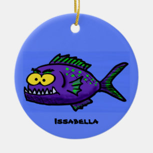 Ornamento De Cerâmica Cartoon de peixe Piranha
