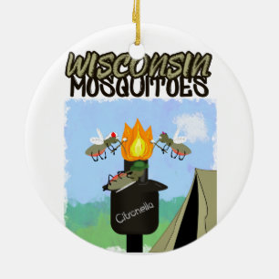 Ornamento De Cerâmica Cartoon de Wisconsin Mosquitos - Camping de Tiki