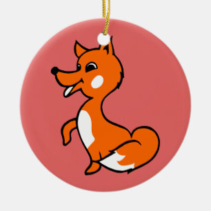 Ornamento De Cerâmica Cartoon Fox