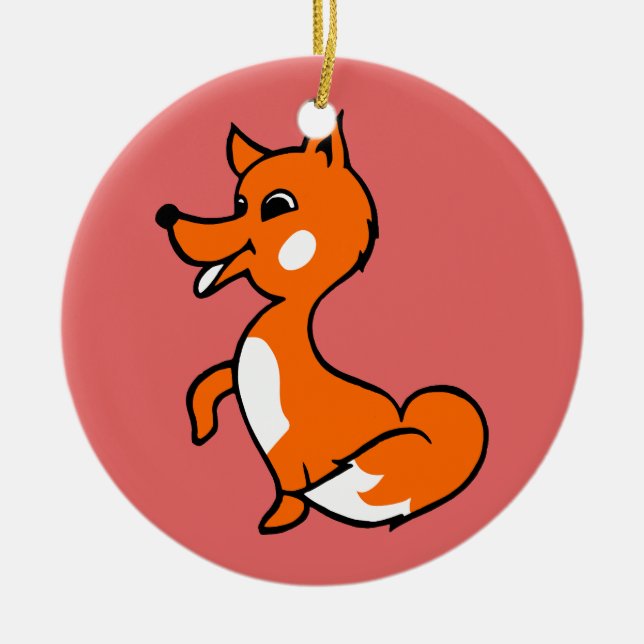 Ornamento De Cerâmica Cartoon Fox (Frente)