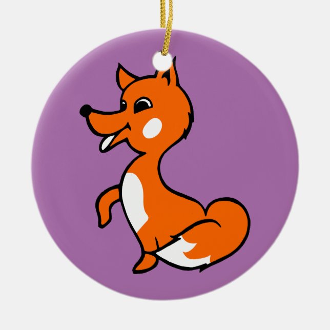 Ornamento De Cerâmica Cartoon Fox (Frente)