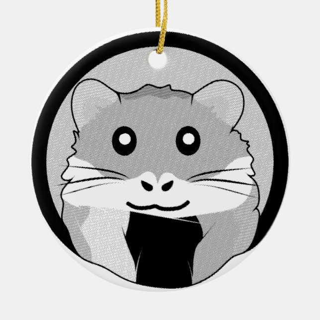 Ornamento De Cerâmica Cartoon Hamster Scarfeed Joy (Frente)