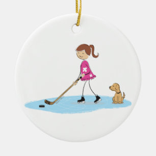 Ornamento De Cerâmica Cartoon Hockey Girl