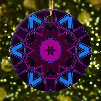Ornamento De Cerâmica Cartoon Mandala Puro Rosa e Azul