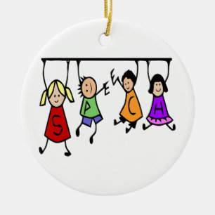 Ornamento De Cerâmica Cartoon Para Crianças Bonitas Segurando Palavras D