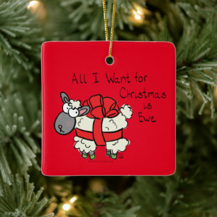 Ornamento De Cerâmica Cartoon para Crianças de Ovelha de Natal