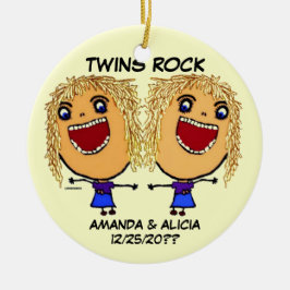 Ornamento De Cerâmica Cartoon Twin Sisters Rock