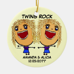 Ornamento De Cerâmica Cartoon Twin Sisters Rock