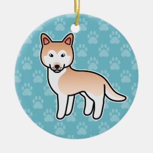 Ornamento De Cerâmica Cartoon vermelho claro Siberian Husky
