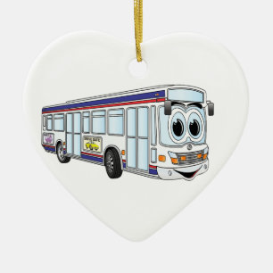 Ornamento De Cerâmica Cartoon White City Bus