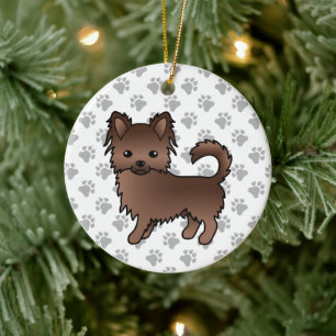 Ornamento De Cerâmica Cartum de chocolate Casaco Chihuahua Cão e patas