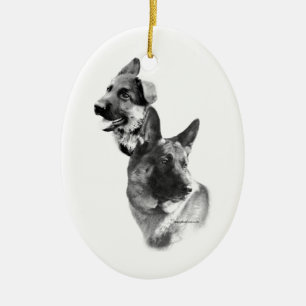 Ornamento De Cerâmica Carvão german shepherd 2