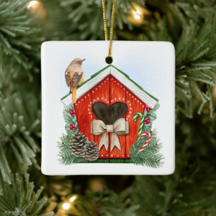 Ornamento De Cerâmica Casa de Aniversário de Natal