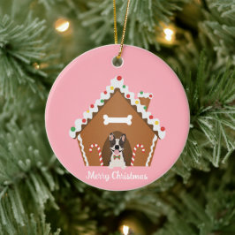 Ornamento De Cerâmica Casa de Cachorro Feliz de Natal