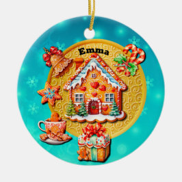 Ornamento De Cerâmica Casa de Doces de Natal e Ano Novo