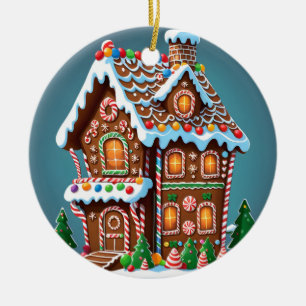 Ornamento De Cerâmica Casa de Gingerpão