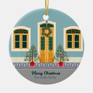 Ornamento De Cerâmica Casa Festiva Portuguesa de Natal