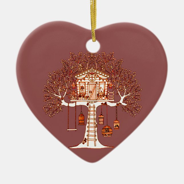 Ornamento De Cerâmica Casa na árvore (Frente)